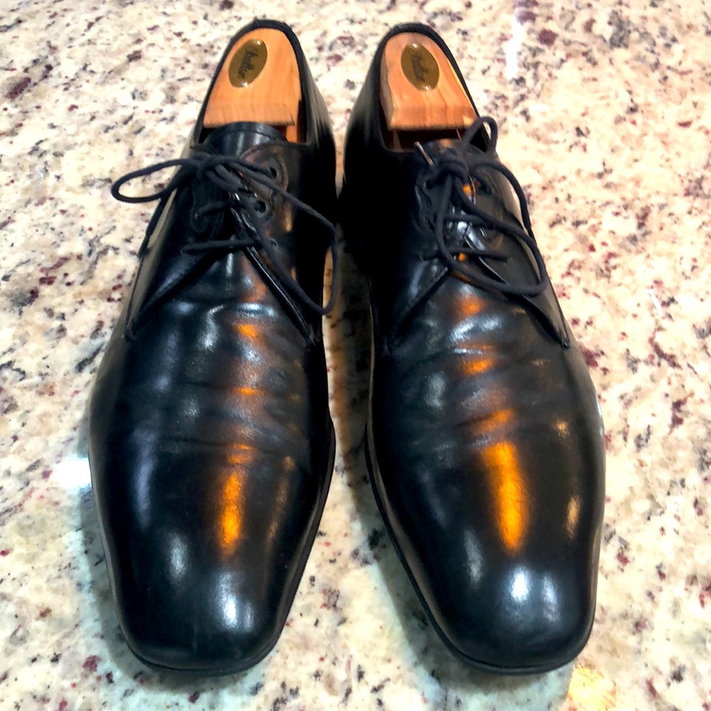 Black leather lace-up Prada Sport derby shoe